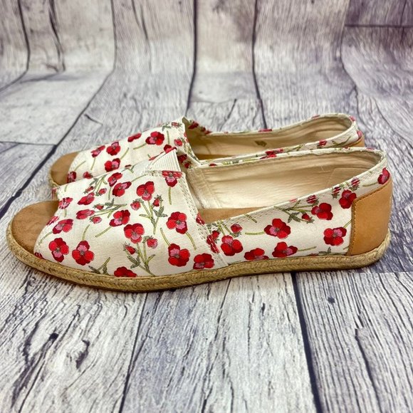 TOMS Espadrilles Red Pansy Floral Print Women's Size 7.5 Slip On Open Toe Sandal - Picture 5 of 12
